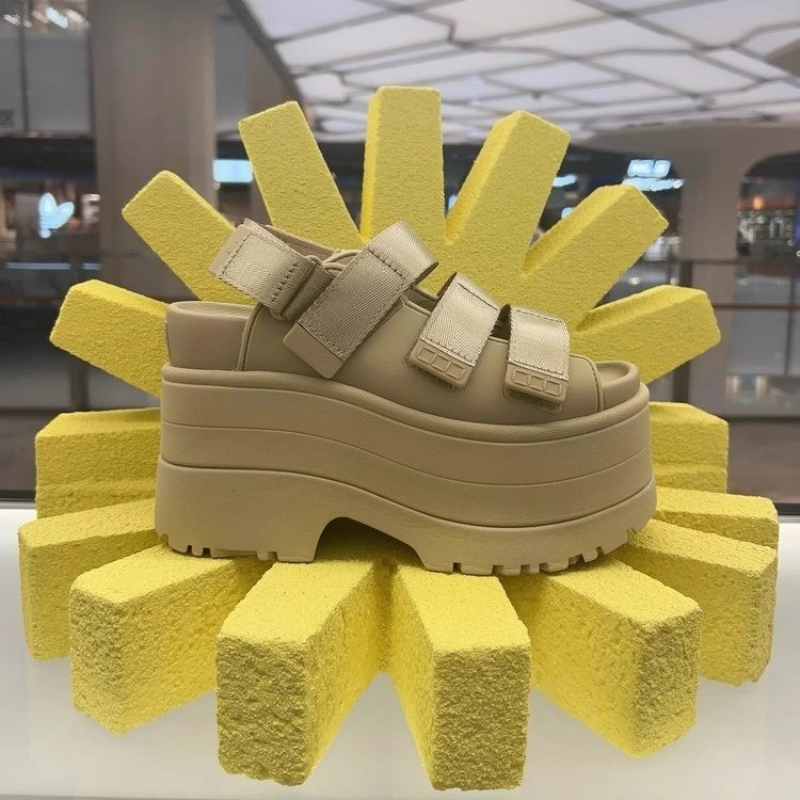 Anti Loop Rubber - Thick-soled, High-raised, Toe-exposed, Backheel Strap, Fashionable,